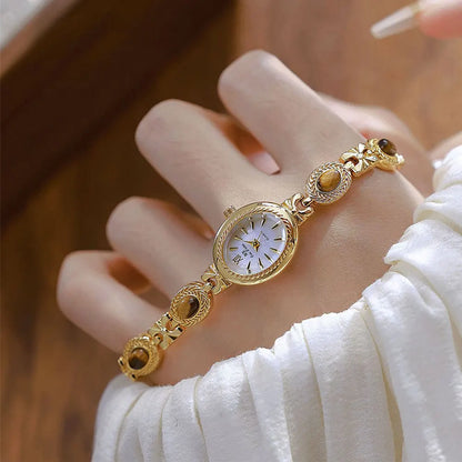 Orologio da donna elegante Bracciale in giada Orologio piccolo Orologi al quarzo moda Orologio da polso dorato di lusso Regali per le donne Marchio originale