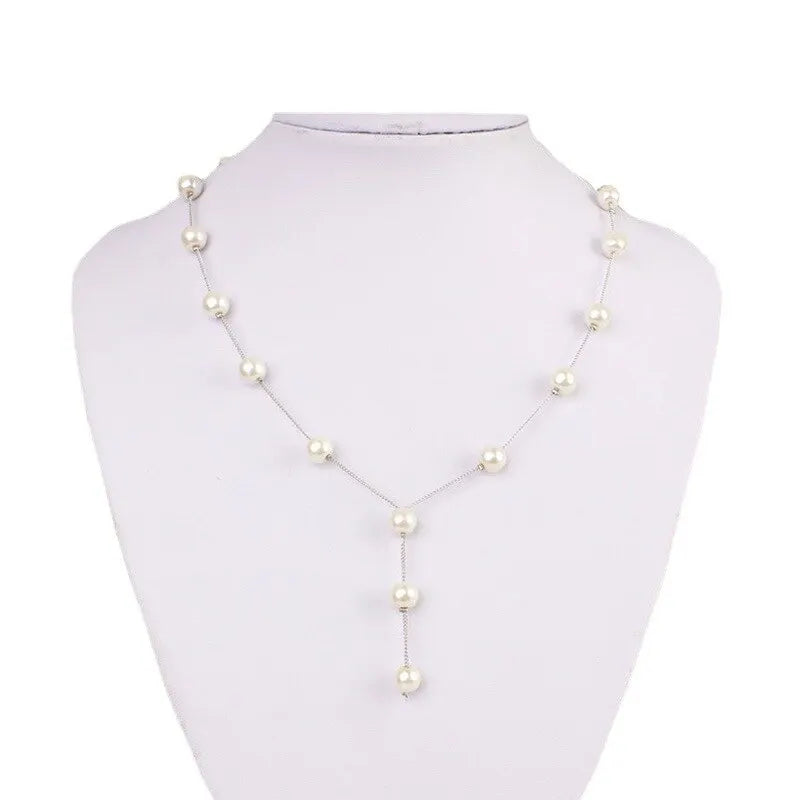 4 pezzi di collana color oro, orecchini, bracciale, set da donna, elegante collezione di perle d'imitazione, gioielli con nappa temperamento