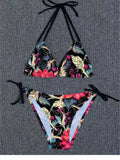 Sexy Floral Print Bikini Set Damen Bademode Zweiteiliger Strandanzug Triangel-Badeanzug Damen Schnür-Badeanzug Biquine Brasileiro