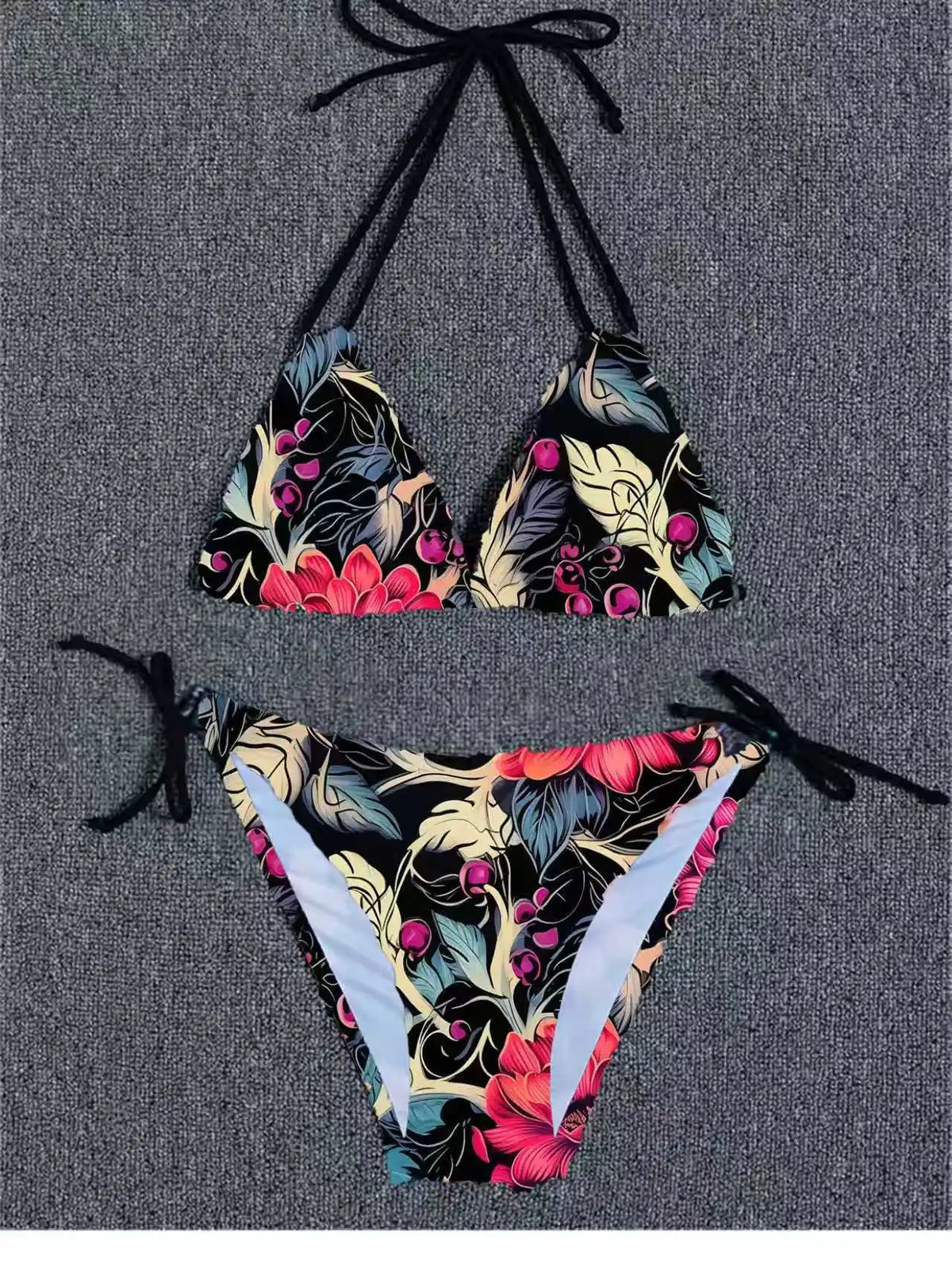 Sexy Floral Print Bikini Set Damen Bademode Zweiteiliger Strandanzug Triangel-Badeanzug Damen Schnür-Badeanzug Biquine Brasileiro
