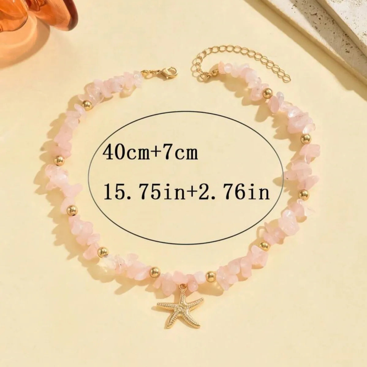 Collana con ciondolo stella marina con perline di riso bohémien per donna, fatta a mano, perla d'imitazione, girocollo con perline colorate, gioielli da spiaggia estiva