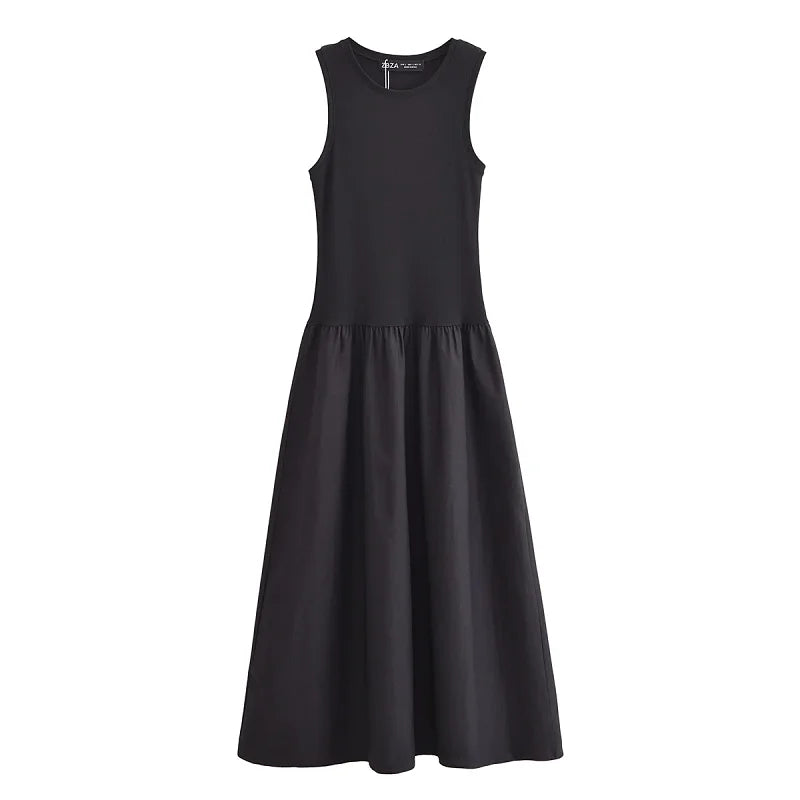 HXAO Abiti lunghi neri da donna 2025 Abiti eleganti senza maniche primaverili Moda Casual Vintage Party Abiti kaki Abiti