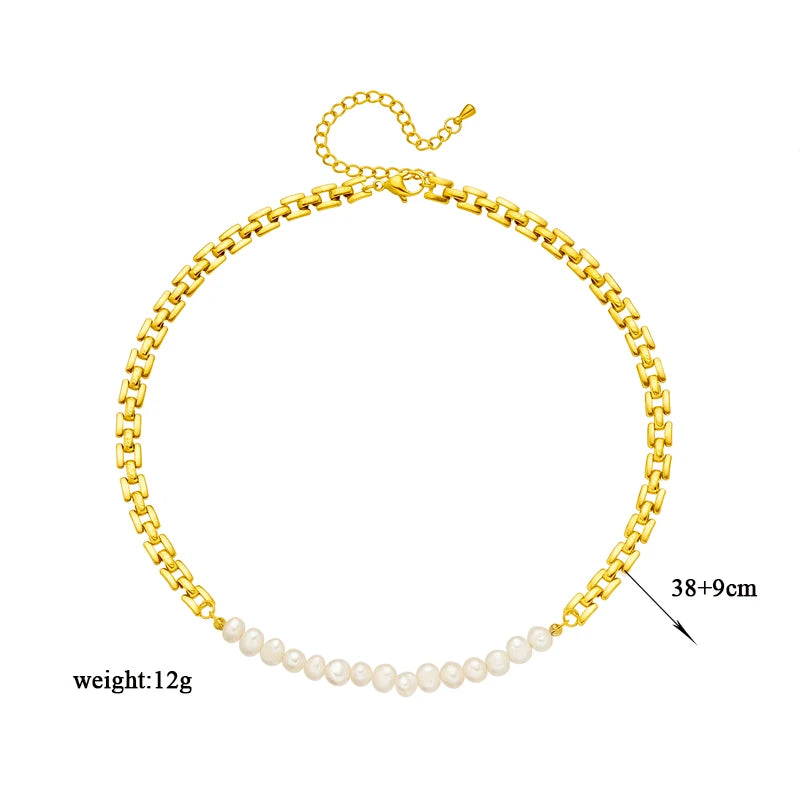 DIEYURO Collana a catena di perle con perline geometriche in acciaio inossidabile 316L per le donne Nuove ragazze punk girocollo spesso gioielli regali per feste