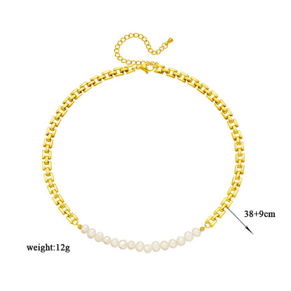 DIEYURO Collana a catena di perle con perline geometriche in acciaio inossidabile 316L per le donne Nuove ragazze punk girocollo spesso gioielli regali per feste
