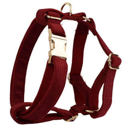 Set Collare e Guinzaglio per Cani in Corduroy Rosso Vino con Targhetta Personalizzata Incisa, Accessori per Animali Domestici