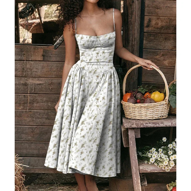 Elegante abito longuette con cinturino per spaghetti da donna Party Slim A Line Solid Bretelle Abiti da donna Nuova moda primavera estate Abiti sexy