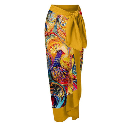 Nuovo Abito da Spiaggia Sexy con Stampa Retrò 2026, Copricostume Lungo, Gonna per Feste, Costume da Bagno, Abbigliamento da Spiaggia