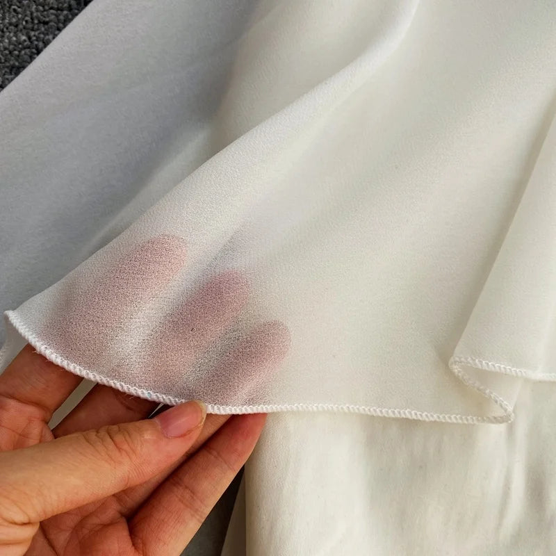 Ins Fashion Slim abito da donna asimmetrico a vita alta 2021 nuova estate elegante bianco nero abito da festa abiti da donna