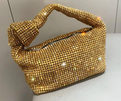 Borse da sera con nodo con strass con manico Borsa con manico superiore in cristallo argento per borse da donna e borsette Borsa di design di lusso