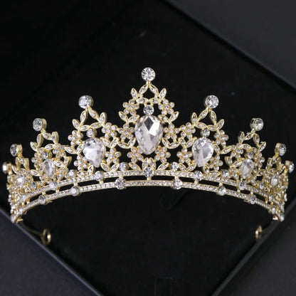 Diademi e corone di cristallo barocchi Festa con strass Prom Diadema Fascia da sposa Accessori per capelli da sposa Gioielli Corona Tiara Regalo