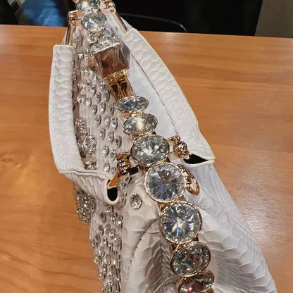 Borsa a tracolla di alta qualità da donna estate 2024 nuova borsa a tracolla di nicchia con texture esplosiva borsa di grande capacità tempestata di diamanti