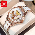 OLEVS 6622 Orologio da donna con quadrante a farfalla Orologio meccanico impermeabile di lusso per donna Orologio da polso automatico con cinturino in ceramica cava