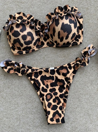 Soutien-gorge à volants sexy et froufrous Bikini 2026 Femme Maillot de bain bandeau Femme Maillot de bain Deux pièces Ensemble bikini Push Up Maillot de bain Nager