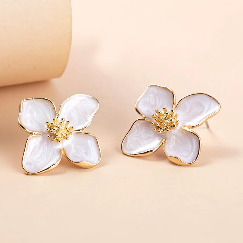 Orecchini a forma di fiore Obega Orecchini a bottone con fiori bianchi rosa Orecchini da donna Primavera Estate Nuovi gioielli carini per ragazze alla moda