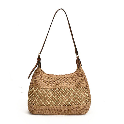 Borsa a Spalla da Donna con Tracolla Regolabile, Borsa da Viaggio in Paglia Intrecciata, Borsa a Mano alla Moda, Borsa Estiva Quotidiana da Donna