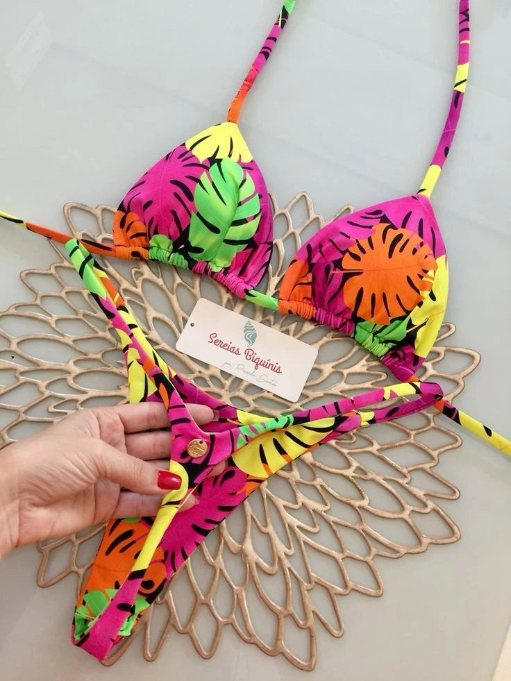 2026 New Sexy Prints Mciro Bikini Set Women Holiday Swimsuit Lace-up Swimwear 2 Piece Set Backless Biquine Brasileiro Beachwear