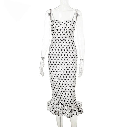 Abito con bretelle a pois Abito estivo da donna nuovo stile senza vita senza maniche Avvolgente sul petto Abito avvolgente a pieghe slim fit Ropa Mujer