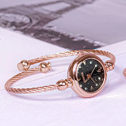 Orologio da polso da donna Orologio da donna con piccolo braccialetto in oro Orologio da polso da donna al quarzo retrò in acciaio inossidabile Orologio da polso
