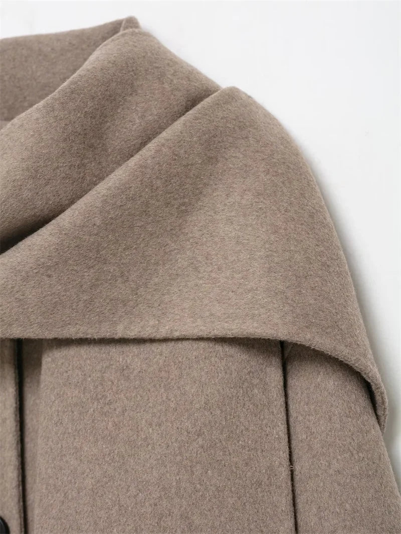 Cappotto da Donna 2026 Nuova Giacca Corta Invernale Autunnale alla Moda con Sciarpa Decorativa, Capispalla Elegante e Chic per Signora