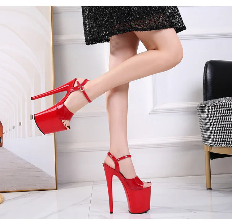 Women Sexy Show Sandals 20 CM High Heels Sexy Platform Color Sandals Girls 8Inch Super High Heels Shoe for Party Club Stripper