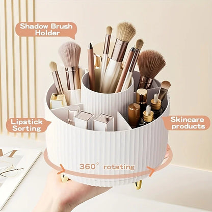 Organizzatore di scatole di immagazzinaggio cosmetici da tavolo per trucco girevole di grande capacità per il bagno Portapenne portatile per pennelli per trucco per rossetto