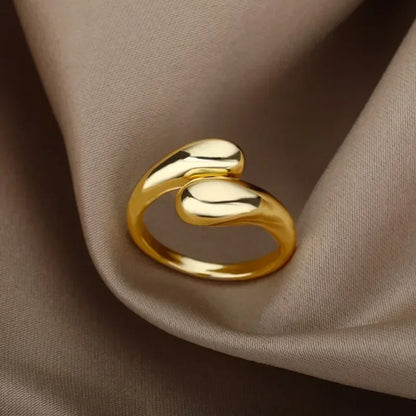 Anelli con goccia d'acqua liscia in argento sterling 925 per donna Anello aperto in oro 18 carati Anelli per coppie di nozze Regalo di gioielli estetici
