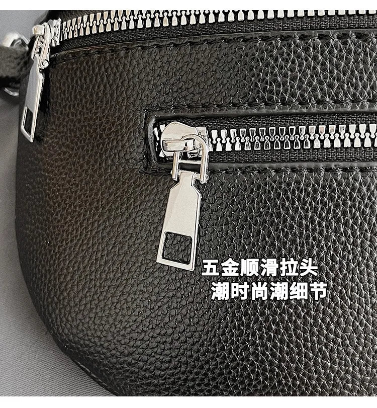 Marsupio da donna Marsupio da strada multitasche Borsa da petto in pelle PU Borsa a tracolla con tracolla larga alla moda Borse a tracolla solide retrò