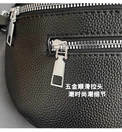 Marsupio da donna Marsupio da strada multitasche Borsa da petto in pelle PU Borsa a tracolla con tracolla larga alla moda Borse a tracolla solide retrò