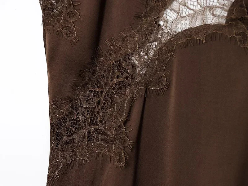 MUJER Abito sottoveste in pizzo nero Abiti corti da festa in raso da donna per le donne Abiti da donna sexy senza schienale Mini abito da notte asimmetrico