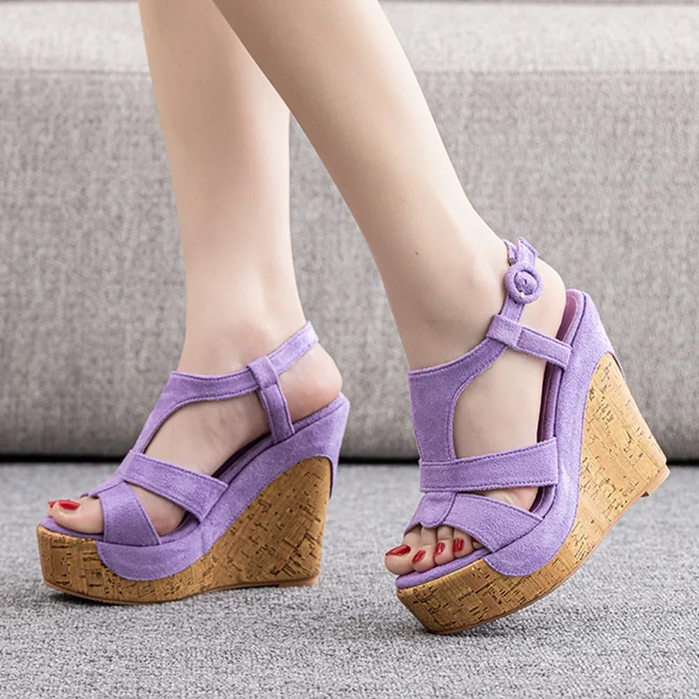 Sandali con plateau Summer Fashion Women Bohemia Style tacco alto bocca di pesce Peep Toe zeppe scarpe per le donne Sandalias De Mujer