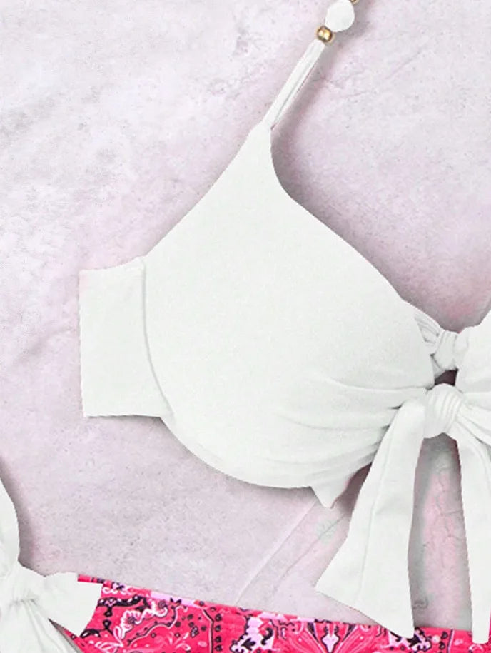 Costume da bagno bikini push-up halter stampato 2026 da donna, sexy, con spalline, per il mare e la piscina
