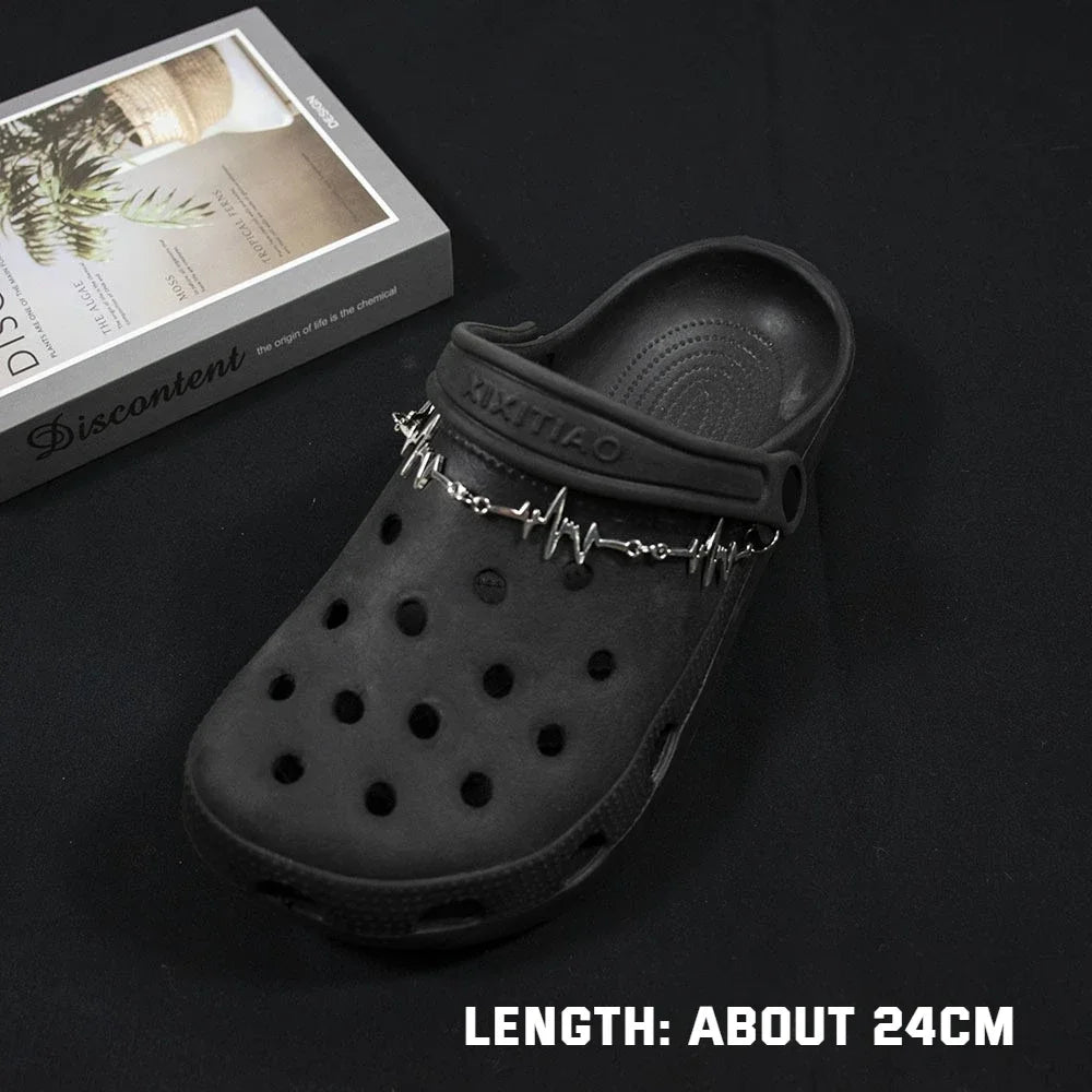 1Pcs Hip-hop Metal Sneaker Decoration Punk Fashion High-top Canvas Shoe Chain Dark Style Pin Men Women Slipper Sandal Accessorie