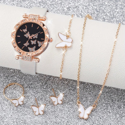 Set di gioielli a farfalla (senza scatola) orologi da donna anelli per orologi in pelle da donna collana orecchini bracciale regalo di nozze