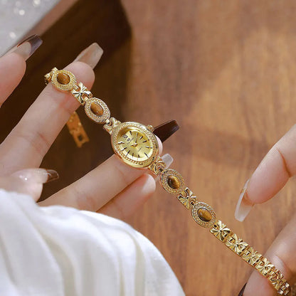 Orologio da donna elegante Bracciale in giada Orologio piccolo Orologi al quarzo moda Orologio da polso dorato di lusso Regali per le donne Marchio originale