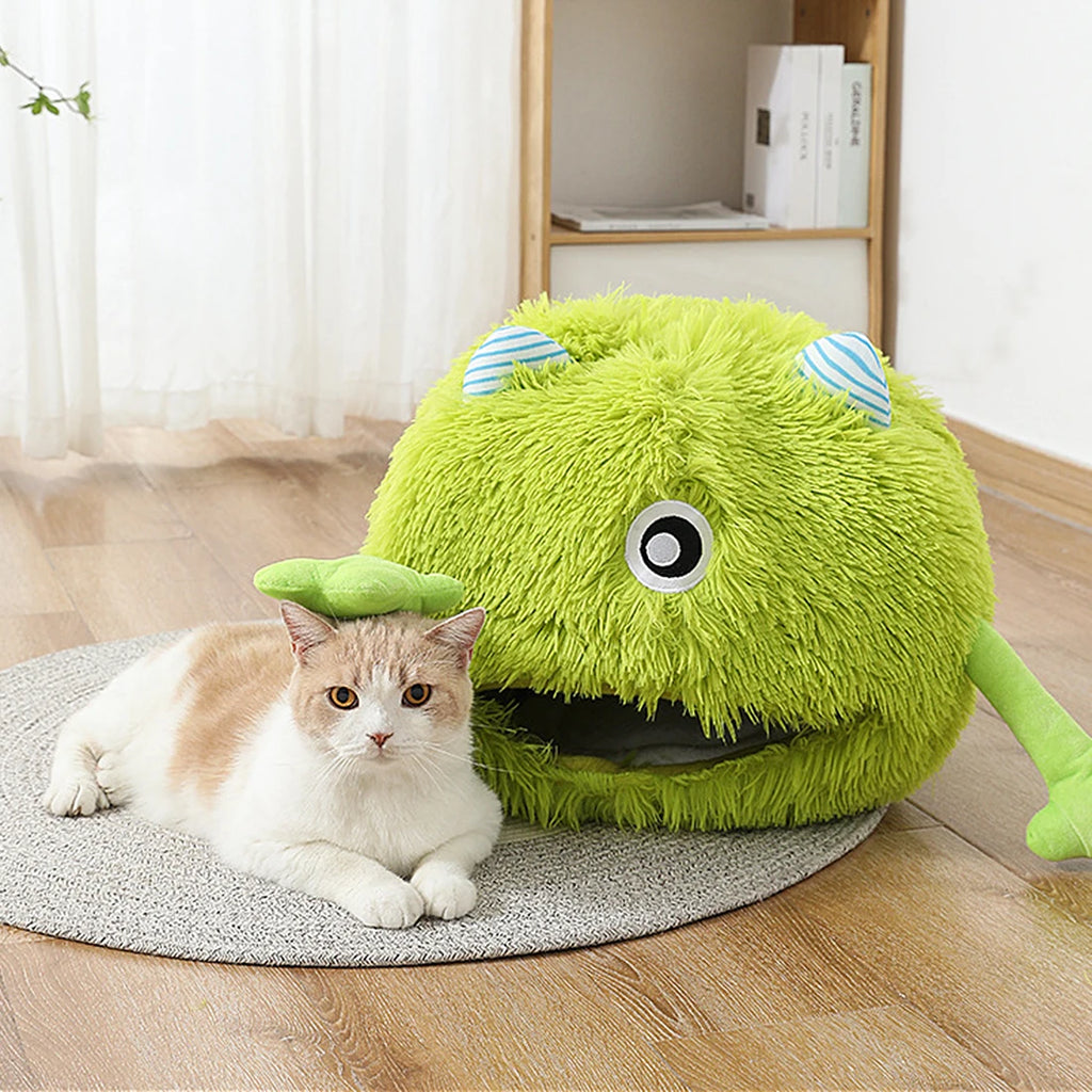 Cuccia per gatti cuccia per cani Cute Monster Cartoon Warm Plush Kitten Cushion Basket tenda Puppy Cave Nest Mat Bag forniture per animali domestici al coperto