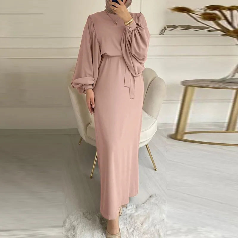 Autunno manica a sbuffo marocco abito musulmano donna Abaya caftani abiti da sera Casual donna turchia Islam abito lungo Femme Vestidos