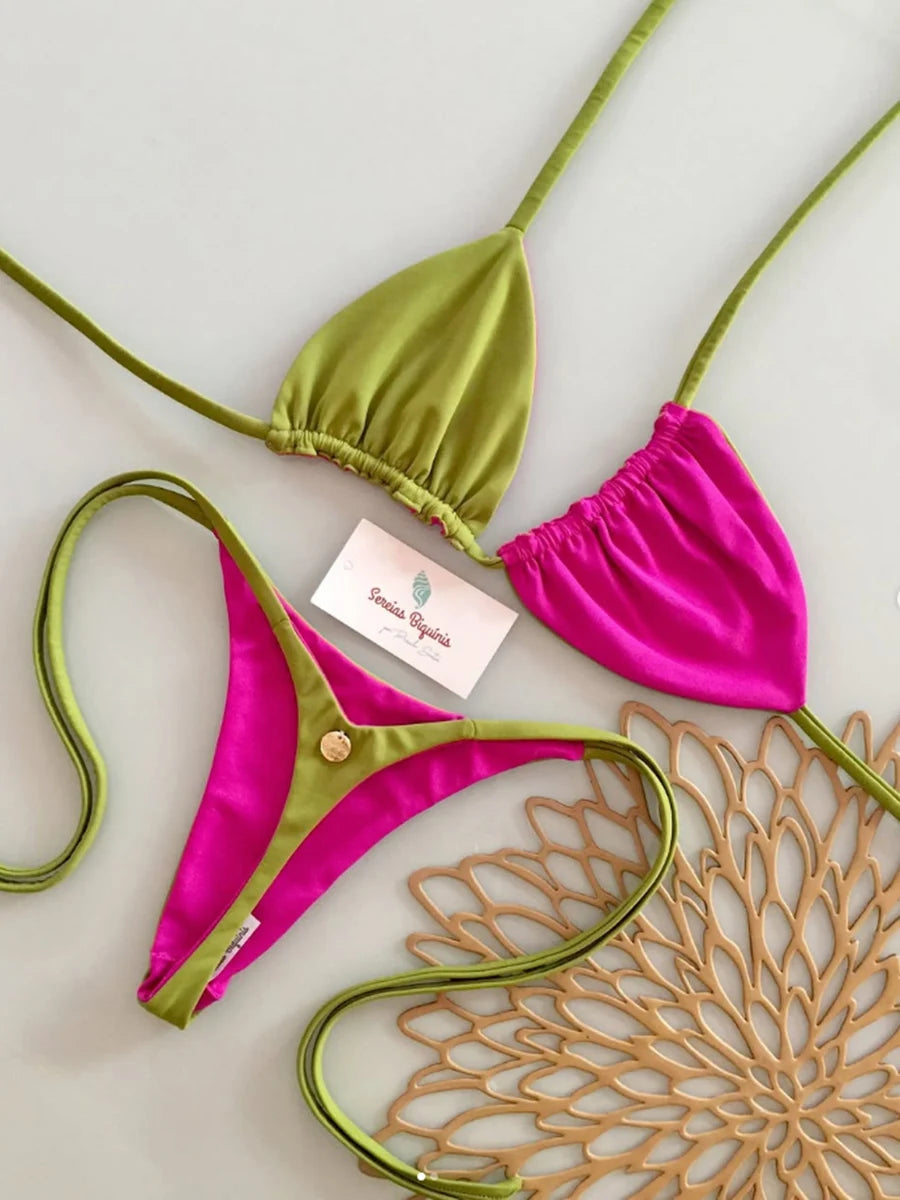 2026 Neuer sexy Micro-Bikini-Set Badeanzug Tanga Weiblich Brasilianische Bademode Biquini Anzug Sexy Up Bikinis Mujer