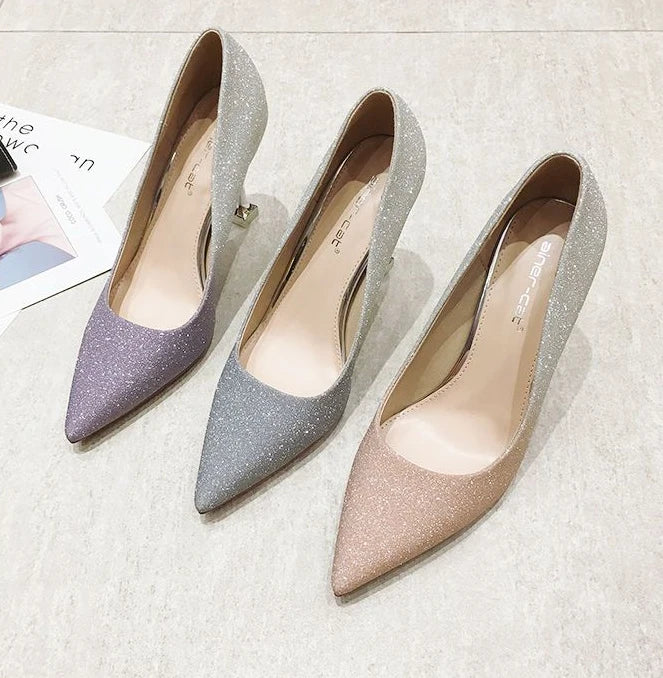 Calzature estive da donna Scarpe da sposa da sposa Scarpe da donna 2025 da sera con cristalli Stilito Tacco alto con strass viola