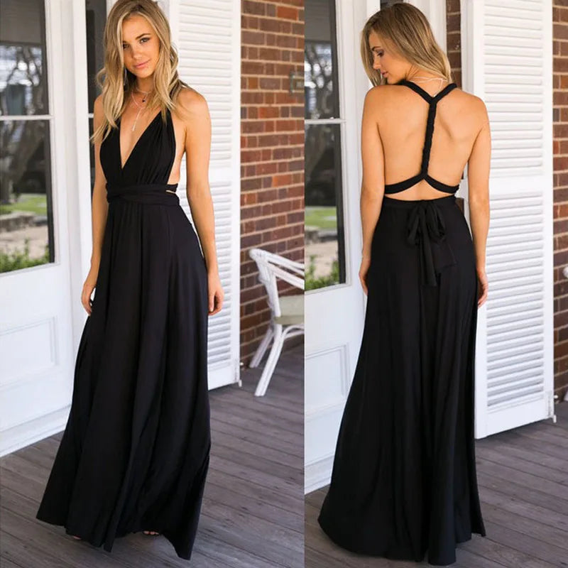 Abito formale da donna elegante da sera lungo con scollo a V profondo abito convertibile multistrato maxi abiti greci abito da festa di nozze