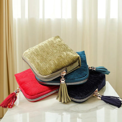 Borsa portaoggetti per gioielli a 5 strati, borse per gioielli in velluto per orologi, bracciali, anelli, orecchini, cristalli, custodia per gioielli da viaggio portatile