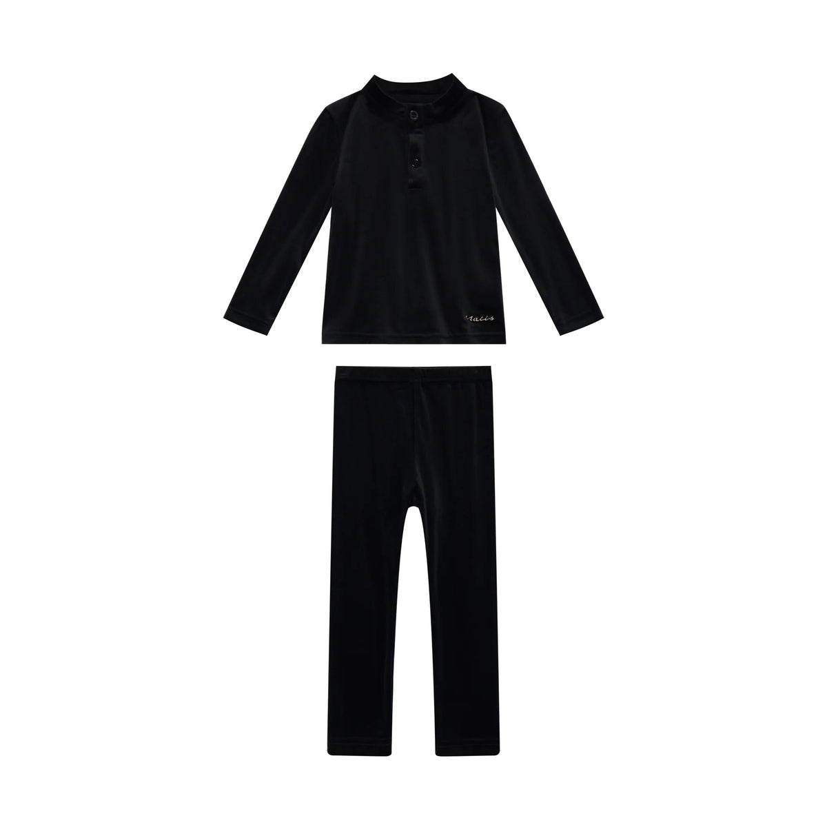 Pigiama in velluto nero per bambini AW 2026 del Mali con ricami, abbinato per sorella, abbigliamento da casa, abiti da dormire, outfit per le vacanze