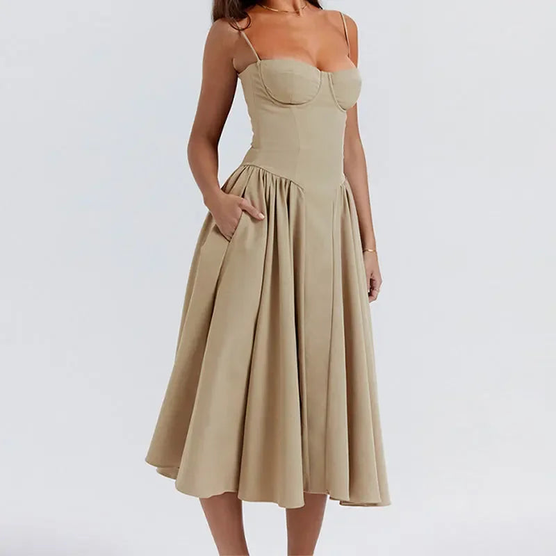 Robe longue bohème sexy d'été pour femme, luxueuse et élégante, col en V, sans manches, robe de plage à fleurs pour femme 2025