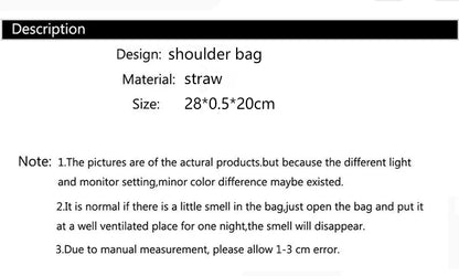 Pochette in paglia intrecciata fatta a mano Borsa in tinta unita Borsa da donna con patta estiva Bohe Portafogli da spiaggia Borsa a tracolla