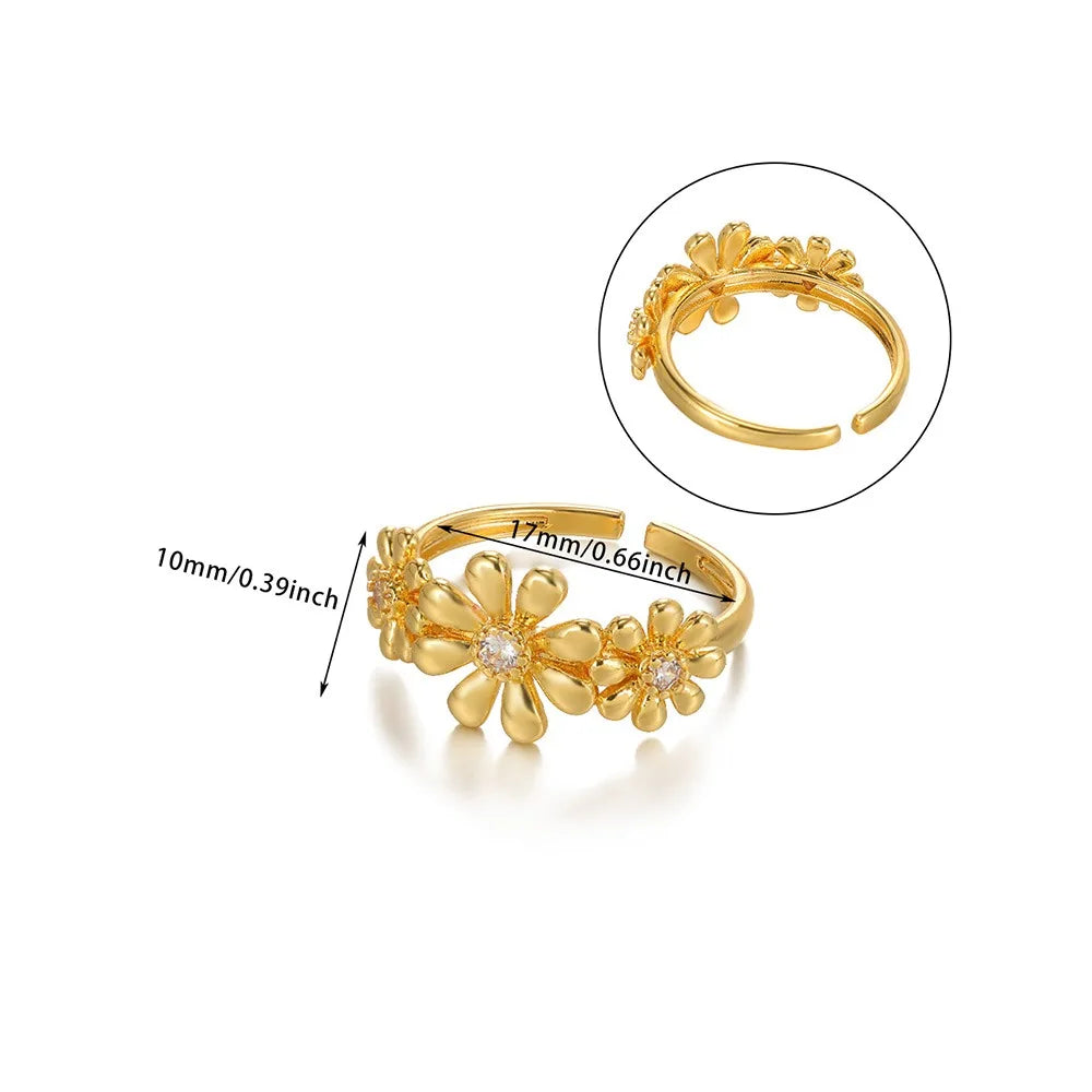 Anelli con fiori grandi esagerati in acciaio inossidabile per le donne Anello da dito con girasole color oro Regalo di gioielli estetici di moda femminile