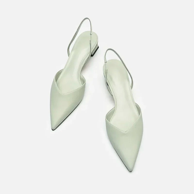 Estate 2025 Nuove donne Nero Baotou Sandali moda Donna Tacchi Décolleté di seta Sandali a punta sexy Scarpe con tacco basso femminile