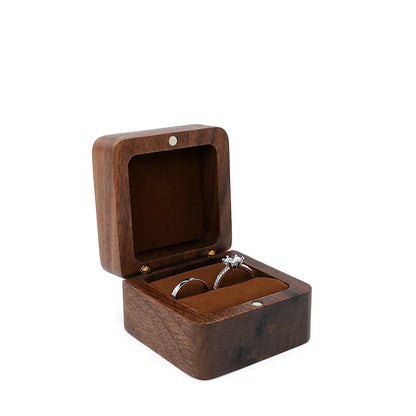 Portagioie con diamanti intarsiati, scatola per fedi nuziali in legno massello di noce, ricerca di matrimonio, anello di diamanti, regalo di San Valentino, gioielli