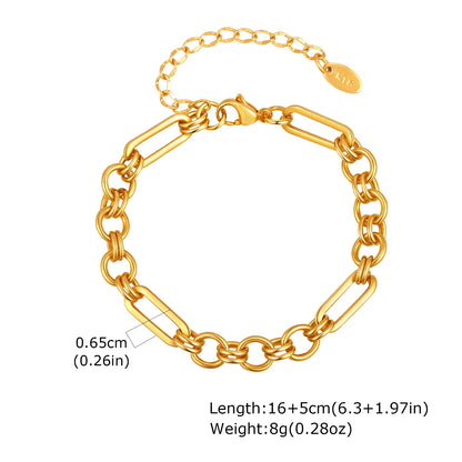 Braccialetti a ginocchiera robusti e audace da donna, bracciale a catena a maglie con fibbia OT in acciaio inossidabile placcato oro senza appannamento