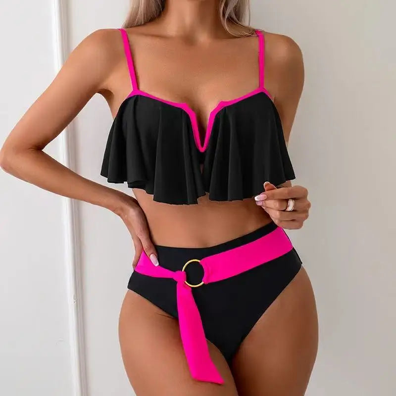 2026 Nouveau Ensemble Bikini Brésilien Sexy Maillot de Bain Volanté Femme Push Up Maillot de Bain Taille Haute Imprimé Floral Biquini Femme