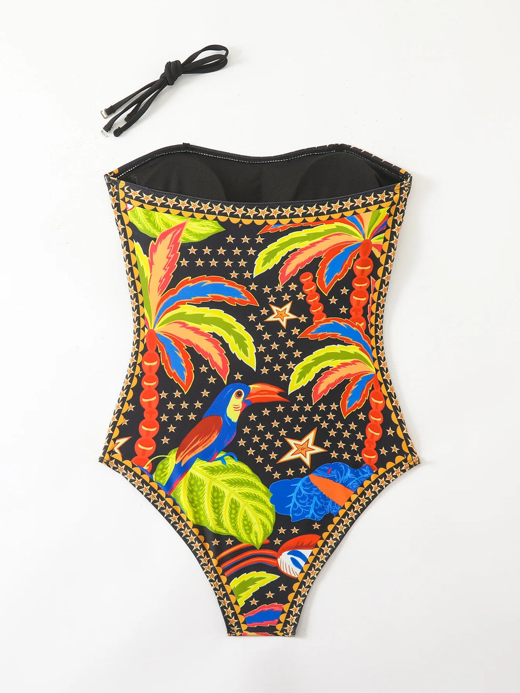 Vintage-style one-piece swimsuit, Bohemian-style halter bikini, perfect choice for beach vacation