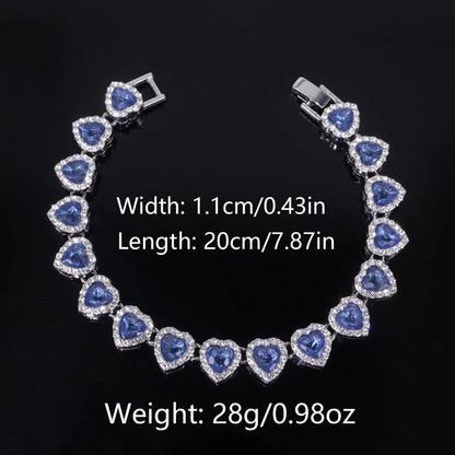 ZAKOL 45CM Nuovo Hip Hop Tennis Bracciale a catena Collana Cuore lucido Strass CZ Fashion Rock Party Set di gioielli